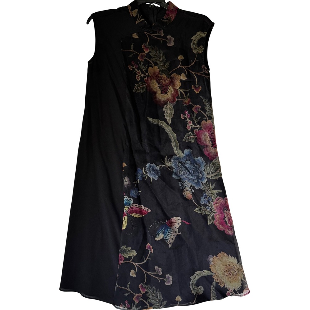 DDER Silk Chinese Style Floral Sleeveless Dress Women's M fairy goth flows